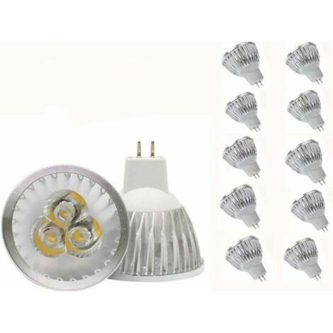 Ampoule LED MR16 Ampoule LED MR16 3W blanc chaud GU5.3 Ampoule LED MR16 12V 3W Ampoule spot LED, adaptée à l'éclairage paysager sur rail encastré, équivalent halogène 20W, 10 packs