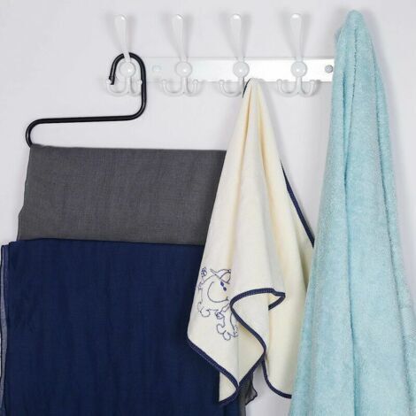 Porte-Manteau Mural - 5 Crochets Tri, Robuste, Acier Inoxydable, Porte-Manteau Métallique pour Porte-Manteau Chapeau Serviette Sac à Main RobesEntrée de Salle de Bain, Blanc (1/4)