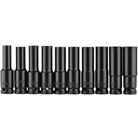 Jeu de 10 douilles d'extension pneumatiques 1/2 hexagonales noires (1/4)