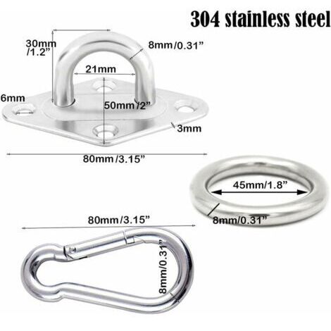 Crochet en acier inoxydable crochet pour auvent crochet 8MM kit de suspension pour hamac 20PCS poids brut 0.62kg (1/4)