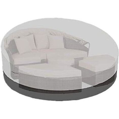 Housse de Protection Canapé lit Rond avec Bandoulière & Manipuler, Housse Lit de Jardin Imperméable, Housse Bain de Soleil Rond en Oxford 210D, Anti-Vent - Noir (D228×H83cm)