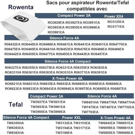 12 Remplacement Sac pour aspirateur Rowenta Silence Force Compact Power X-Trem Power ZR200720 ZR200520 Ro6864ea Ro6327 (1/4)