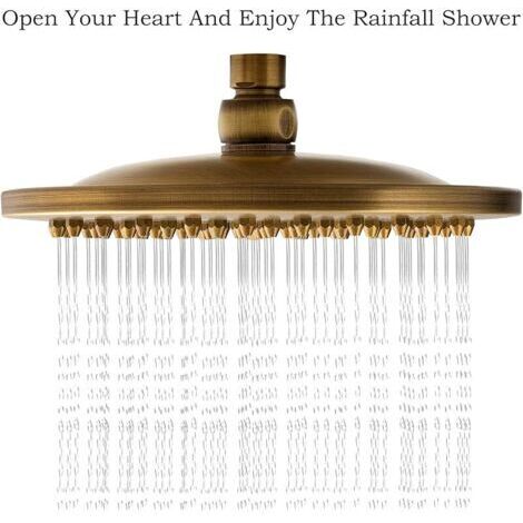 Pommeau De Douche Rond En Laiton Brossé Antique TêTe De Douche à Effet Pluie De 8 Pouces Avec Filtre Adapté à La Douche De Salle De Bain Bronze Style Vintage Connecteur à Billes G1 / 2 (1/4)