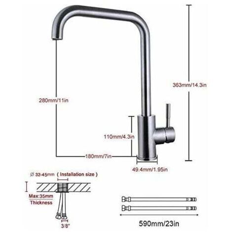 FOREHILL Robinet Cuisine, Robinet Rotatif à 360° en Acier Inoxydable,Adapté aux éviers Simples et Doubles,Adapté à l'eau Chaude et Froide,Mitigeur Cuisine Anti-Empreintes Digitales,Résistant aux Rayur (1/4)