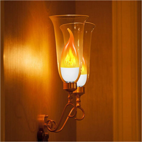 FOREHILL Lampe à flamme de bougie à LED, modèle de bulle de pointe de lampe à flamme de simulation de bulle de pointe, mode à trois vitesses de lumière jaune E14 4pcs (1/3)