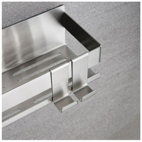 Étagère de Douche Etagere Salle de Bain sans Percage Auto-adhésif Panier de Douche sans Perçage Etagère de Salle de Bain Acier Inoxydable Con 2 Crochets (1/3)