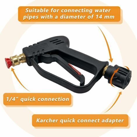 Machine à laver pistolet à eau haute pression 4000psi pistolet à eau de lavage de voiture pistolet haute pression + buse cinq couleurs + adaptateur Karcher (1/4)