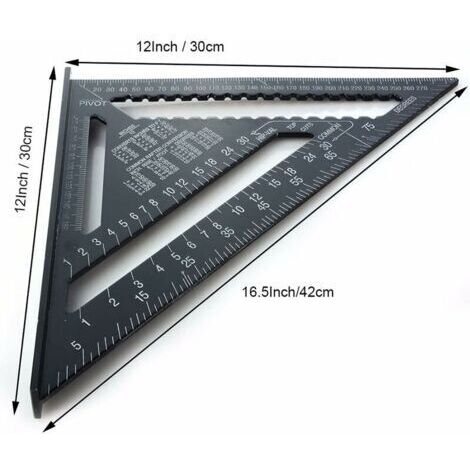Forehill – Équerre multifonctions en aluminium 18cm et 30cm – Triangle de traçage pour menuiserie – Résistante à la corrosion – Angle 45/90° (1/4)