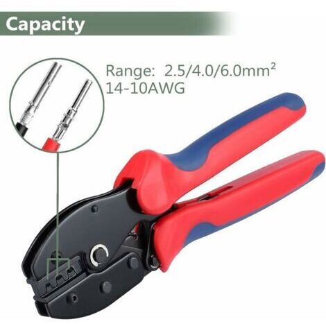 Pince Solaire pour Sertissage des Connecteurs Photovoltaïques Matrice pour Sections 2,5-4 - 6 mm² Pince à Sertir Sertisseuse Panneau Solaire 14-10 AWG Pince MC4 (1/3)
