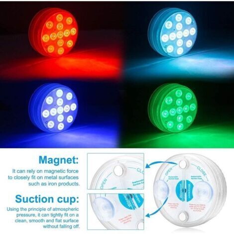 Lumière LED Submersible, Lumières Sous Marines 16 Couleurs, 13 s LED Lampe Piscine avec Télécommande RF, Lumières de Baignoire étanche(4 Pièce) (1/4)