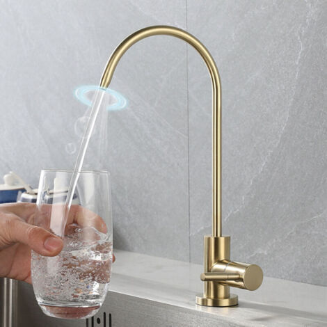 FOREHILL Robinet de Cuisine Doré en Acier Inoxydable de Haute Qualité, Rotation à 360°, Jet Doux pour une Utilisation Saine, Sans Éclaboussures - Confort et Efficacité (1/4)