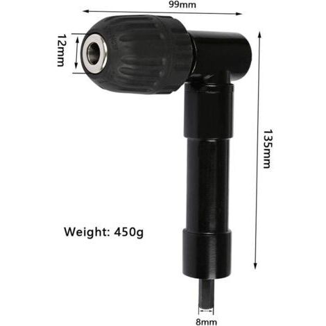 Perceuse à angle droit foret à angle de conversion perceuse à angle de 90 degrés perceuse électrique à angle droit à 90 degrés mandrin en plastique d'angle (1/4)