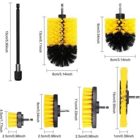 8 Pièces brosse de nettoyage electrique salle de bain Brosse de Nettoyage Brosse de Jante Voiture Brosse Nettoyage Perceuse lectrique Nettoyage de Roue (1/4)