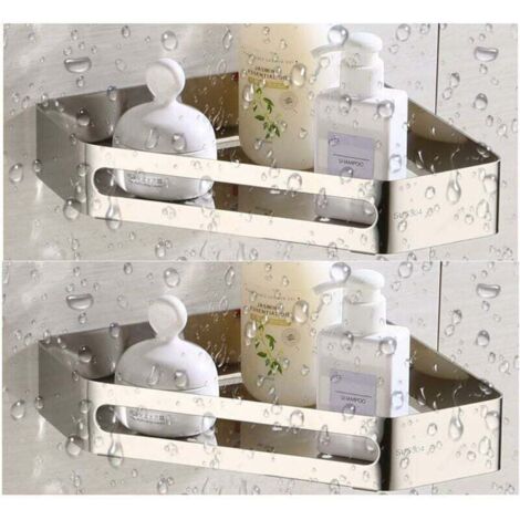 Étagère en forme de losange noir pour salle de bain cadre d'angle solide épaissi en forme de losange monocouche 2 pièces (1/5)