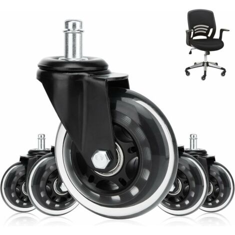 Roulettes Pour Chaise De Bureau Silencieuses, Lot De 5 Roulettes À Chaise De Bureau Rotation À 360 °, Universelles Roulettes Pivotantes 11Mm X 22Mm Roulement Et Résistantes À L'Abrasion (1/5)