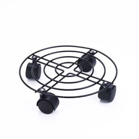 Rollbarer Blumentopfständer, Schwarze Ausführung, Ø 25 x 6 cm Für Zimmerpflanzen Rollbarer Stahlständer mit schwarzer Beschichtung und Felge Tragkraft 60 kg (1/4)