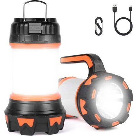 Lanterne LED Rechargeable, 1000 Lumens 4000mAh Lampe Camping 360°, Lampe Led Rechargeable Projecteur Portable, Ultra Puissante, Lampe de Camping 6 Modes, Câble USB Inclus, IPX4 Étanche (1/5)