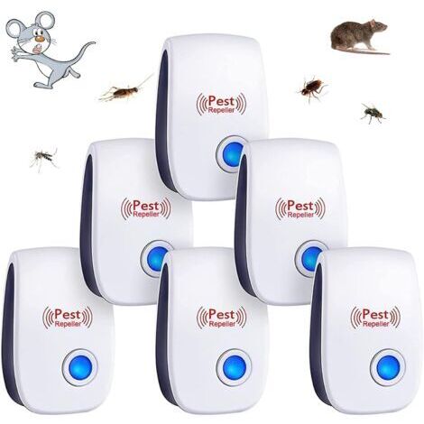6pcs Répulsif à Ultrason Antiparasitaire, Ultrason Souris Répulsif à Souris, Intérieur Répulsif Anti Moustique Ultrason, Appareil Anti Rats/Cafards/Rongeurs/Fourmis/Araignées/Insectes (1/5)