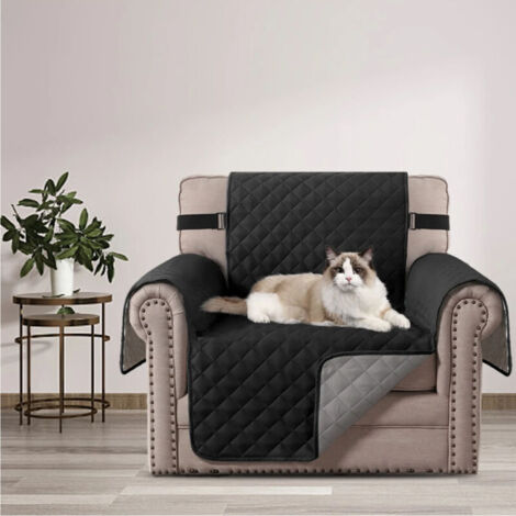 Housse de canapé imperméable en polyester, noir uni, élastique, imperméable, antidérapante, antitache, coussin de canapé pour animaux