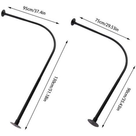 Barres de douche courbes en acier inoxydable, barres d'angle extensibles, noires
