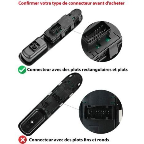 Interrupteur de lève-vitre électrique avant gauche CCYKXA 6554.QC, compatible Peugeot 207 et Citroën C3 (1/4)