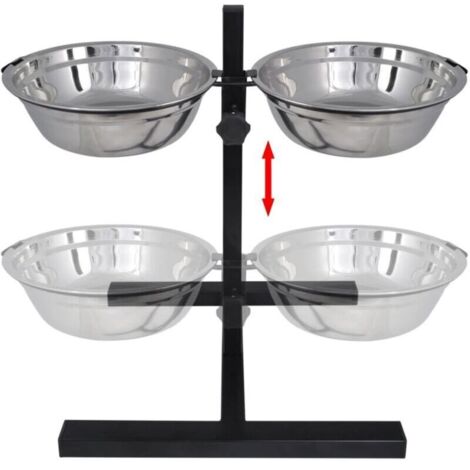 Support réglable avec 2 gamelles de 41 litres pour chiens XL (1/3)