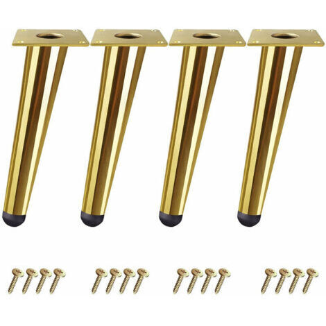 CHOYCLIT Pied de meuble,Lot de 4 Pieds Or de Table 10cm Cône Obliques Pieds Meuble pour Lit Armoire Chaise avec Vis (1/5)