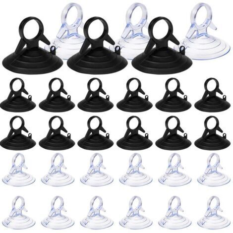 CHOYCLIT 60 Pièces Ventouse pare Soleil, 45mm Ventouse Sans Crochets Ventouse, PVC Ventouses Mini Ventouse Transparente et Noire Ventouse, Ventouse pour Vitre