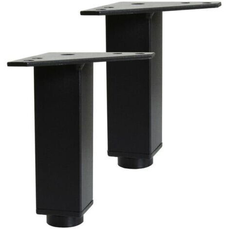 Pieds réglables- Jeu de 2 pieds réglables pour Meuble de Salle de Bain - Noir Mat (1/3)