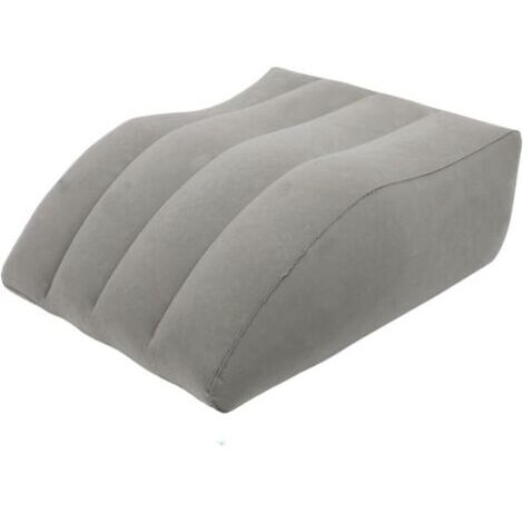 Repose-pieds gonflable en PVC Gonflable, coussin floqué gris, pour le bureau, la maison, le camping et la détente, 63 x 50 x 25 cm (1/5)