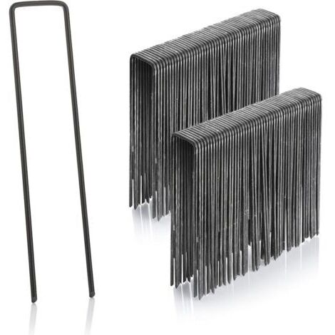 CHOYCLIT lot de 100 piquets de fixation en acier 2,9 mm, 150 mm long, 25 mm large,piquets de fixation en acier,piquet ancrage,piquet de terre,piquets de jardin (1/5)