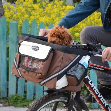 Panier de vélo pour chiot et chat, sac de transport, pour ballade,Marron,38×25×25cm