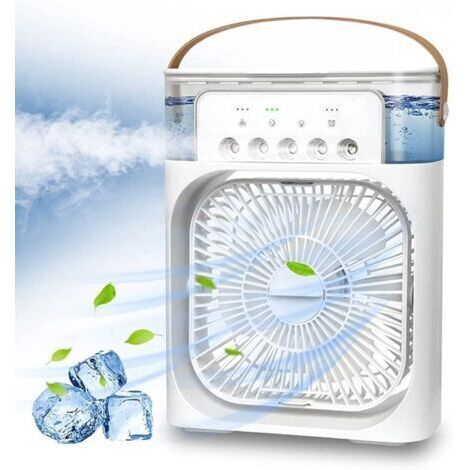 Climatiseur portable, mini ventilateur personnel 3 en 1 avec vaporisateur d'eau et évaporation à 3 vitesses (blanc)