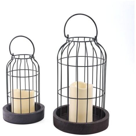 Lot de 2 lanternes décoratives en forme de cloche métallique pour bougie et décoration de table et de ferme (1/5)