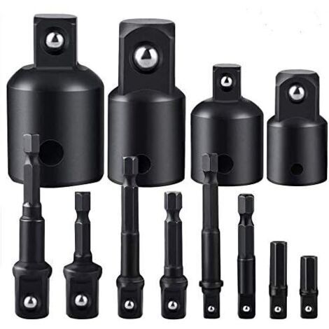 Jeu d'adaptateurs de douilles à percussion, jeu d'adaptateurs de douilles d'extension, jeu de rallonges transforme la perceuse électrique en tournevis à écrou (1/4)