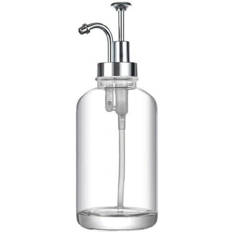 Distributeurs de Savon en Verre de 500ml, Bouteille de Remplacement, Salle de Bains, désinfectant for Les Mains, Savon et shampoing, Bouteille de Liquide de Douche(Silver)