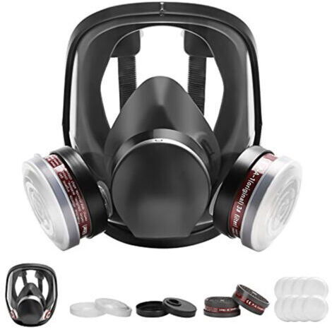 Masque respiratoire réutilisable complet pour le visage, masque à gaz, masque intégral avec filtre, masque industriel anti-poussière pour pulvérisation, ponçage, peinture, polissage (1/2)