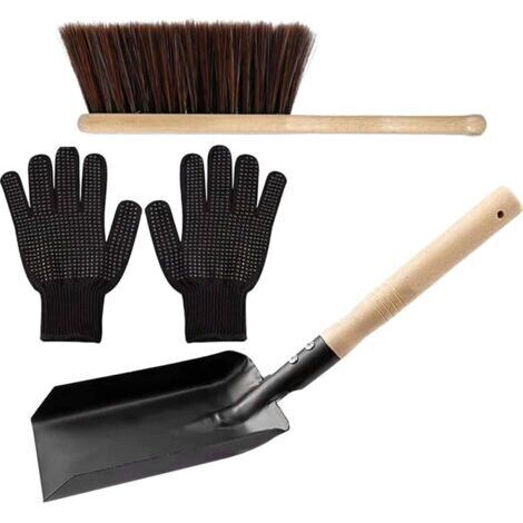 Set de Nettoyage,Ensemble complet d'outils pour cheminée Pelle à cendres Brosse et gants Kit de nettoyage pour la maison (1/5)