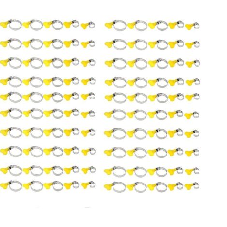 100pcs Colliers de Serrage,Tuyau Clips Réglable, Collier Durite Métallique, Tube Clips Inox, Colliers de Serrage de Différentes Tailles, Pince Collier de Serrage pour Fixation de Tuyau(13-19mm, 19-29m (1/4)
