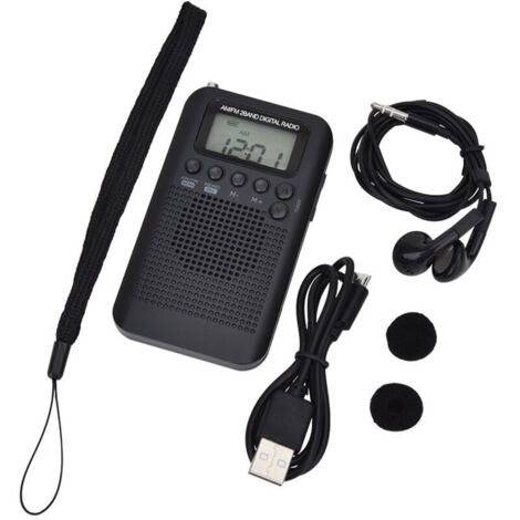 (103x60x15mm)Radio Portable Mini Radio de Poche avec Haut-Parleur FM/AM Numérique Stéréo DSP Récepteur avec Réveil et Minuterie pour Maison et l'extérieur Marche Radio Personnel avec Ecouteurs (1/4)