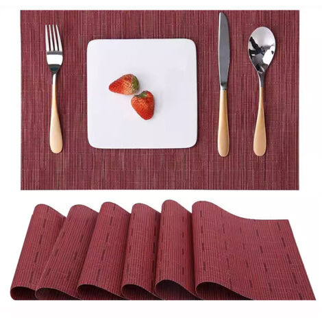 Lot de 6 sets de table en vinyle lavables et faciles à nettoyer – sets de table lavables et résistants à la chaleur pour table à manger – 43,2 x 30,5 cm (1/5)