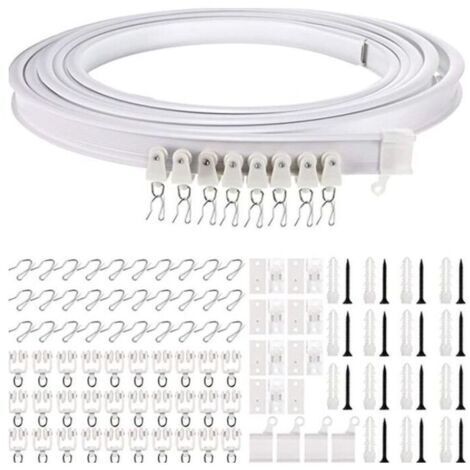 5 Mètres Rail de Plafond Pliable Rail de Rideau Incurvé Montage de Rideau de Plafond Flexible Rail de Fenêtres Courbes pour Rail de Rideau avec Système de Rail Rideau Lit Diviseur, Rail de Plafond (1/5)