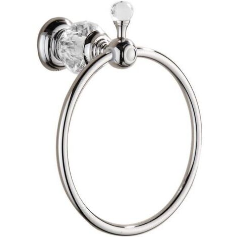 CCYKXA Anneau porte-serviettes de luxe de la série Crystal, chromé, couleur pêche, pour fixation murale (1/4)