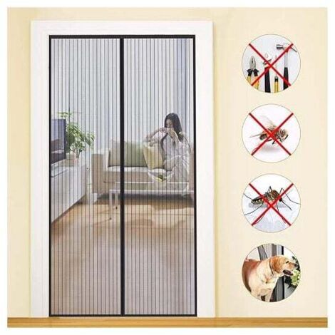 Moustiquaire Porte Magnetique,La Moustiquaire Aimantée À Mailles Fines,Rideau Anti-Mouches et Anti-Insectes,Se Fermant Automatiquement(Noir 70x200cm) (1/4)