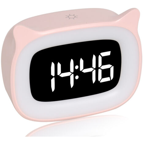 Réveil pour enfants, réveil numérique pour enfants avec veilleuse 18 sonneries Double alarme Modes snooze 12/24 heures (1/5)