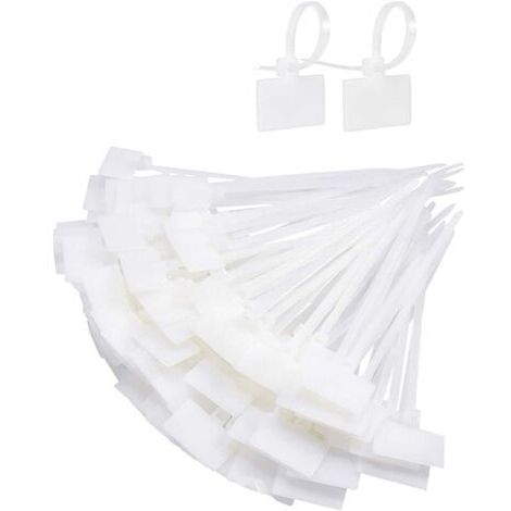 200pcs Attache Cable Blanc Etiquette Cable Electrique Plastique Cable Management Etiquette Cable Reseau Organisateur de Cordes pour Ordinateur La Télé Bureau Marquage des Fils (1/5)