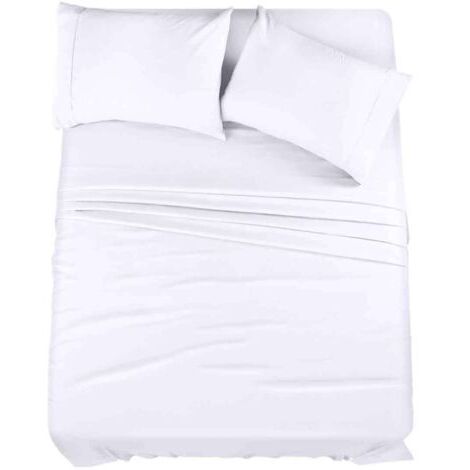 Ensemble de literie en maille 100% coton, trois pièces, doux et respirant, poches profondes, 145 g/m², blanc (1/5)