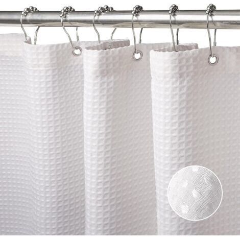 CCYKXA Rideau de Douche Gaufre, Rideau de Baignoire, Anti Moisissure, Imperméable, pour Salle de Bain, 180 X 200cm (Blanc) (1/5)