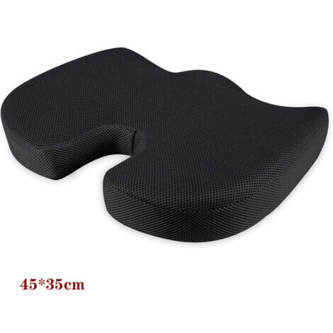 Coussin de siège orthopédique pour le coussin du coccyx fabriqué à partir de modèles de mailles en mousse visco-mémoire optimisées (noir) (1/4)