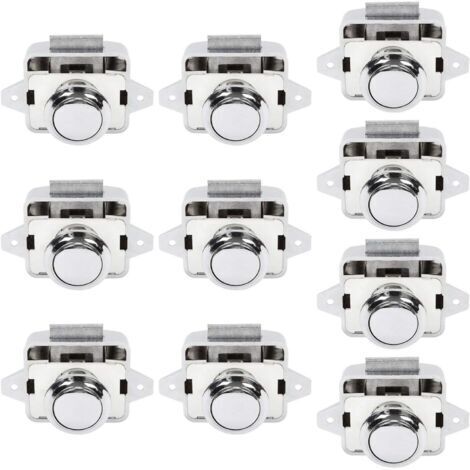 CCYKXA 10Pcs Serrure de Sécurité Bouton Poussoir Armoire Porte pour Camping-car Caravane Argent
